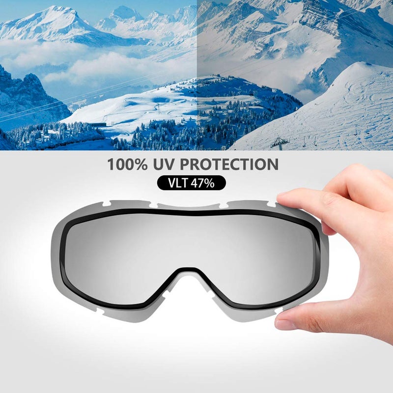 OutdoorMaster OTG Ski Goggles - Over Glasses Ski/Snowboard Goggles for Men, Women & Youth - 100% UV Protection (Black Frame + VLT 47% Gray Lens) - Image 3
