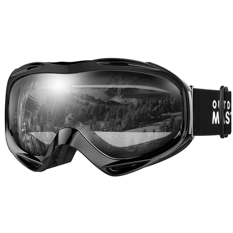 OutdoorMaster OTG Ski Goggles - Over Glasses Ski/Snowboard Goggles for Men, Women & Youth - 100% UV Protection (Black Frame + VLT 47% Gray Lens) - Image 1
