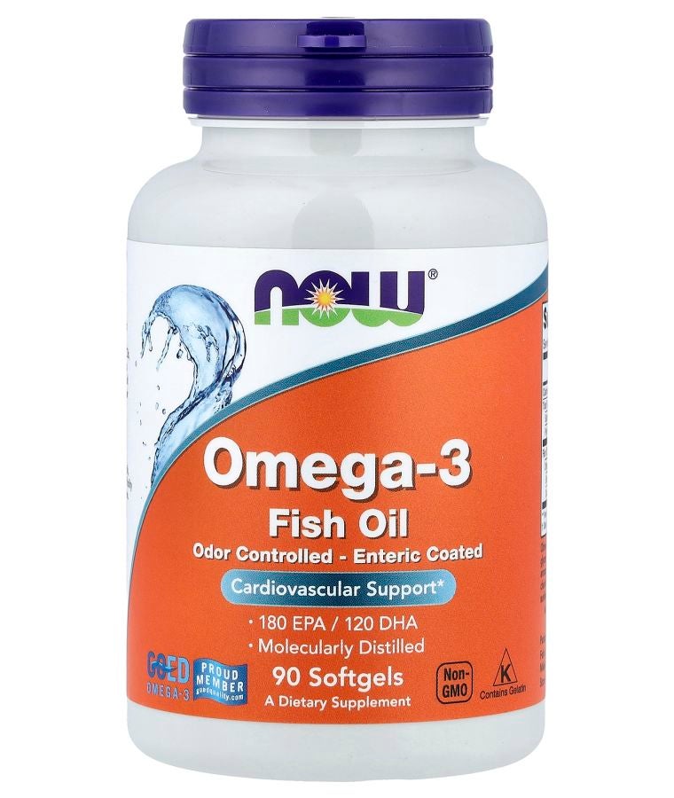 Omega-3 Fish Oil 1000 mg 180 EPA - 120 DHA Odor Controlled Enteric Coated 90 Softgels
