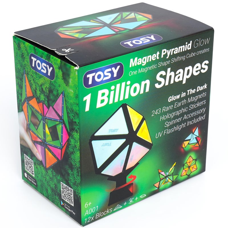 TOSY Magnet Pyramid Glow 1 Cube Transforms into 1 Billion Shapes Bunny Egg Flowers Hearts Easter Basket Stuffers Gift 12 pcs 243 Magnets Glowing Holographic Design PuzzleSTEM Toy - Image 2