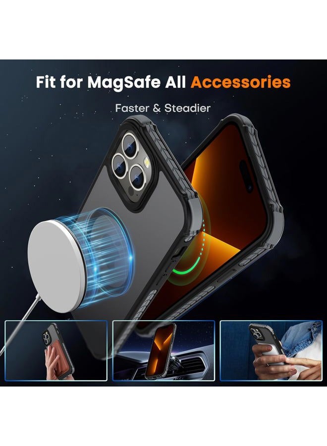 DEERLAMN Strong Magnetic for iPhone 14 Pro Max Case,[Compatible with Magsafe][Military-Grade Protection] Translucent Matte Slim Shockproof Protective Phone Cover for Women Men-Forest Black - Image 4
