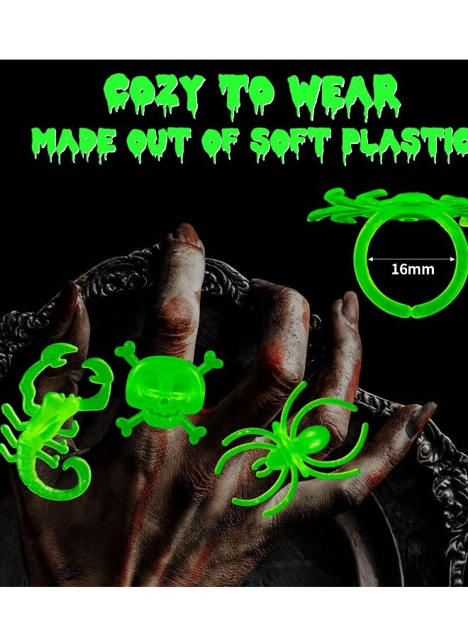 Loquat 60Pcs  Spider Rings Glow in the Dark Bug Rings for Kids Plastic Bat Scorpion Skull Ring Fake Spiders for  Party Favors Trick or Treat Gift for Kids Toddlers 12Pcs*5Set - Image 5