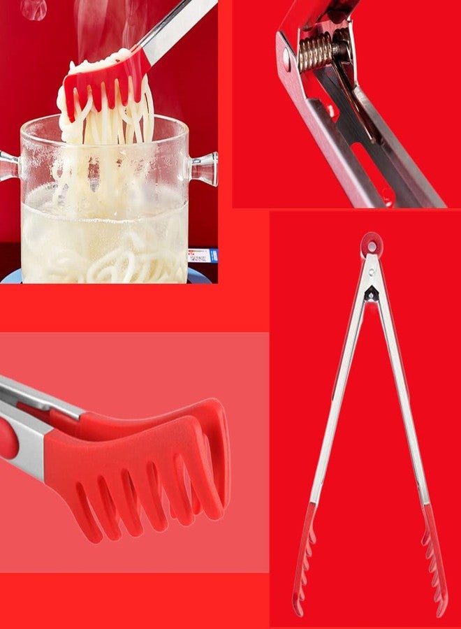 Ebonee Large 16" Red Stainless Steel Pasta Tong with Silicone Tips, 16 inch Spaghetti Tongs Pasta Server Utensil for Noodles Cooking Baking Food BBQ Kitchen Tools - Image 5