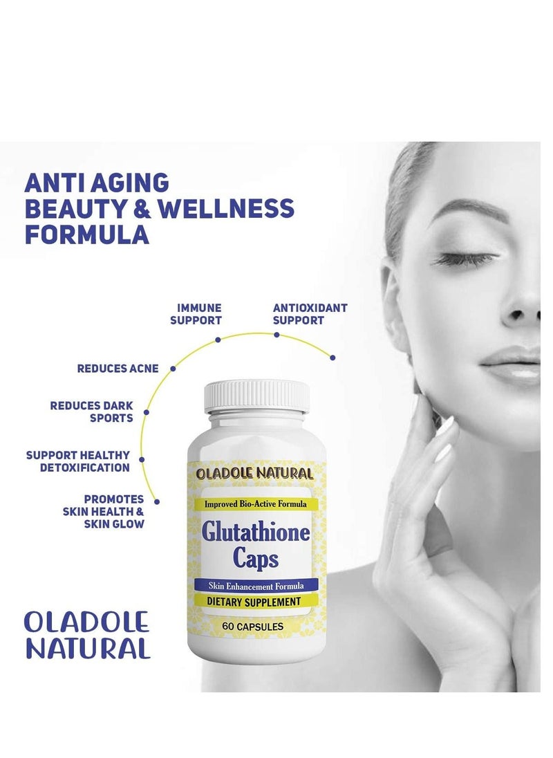 Oladole Natural - Oladole Natural Glutathione Caps 60 Capsule Skin Enhancement Formula with Vitamin C & Alpha Lipoic Acid for Skin Brightening - Image 1