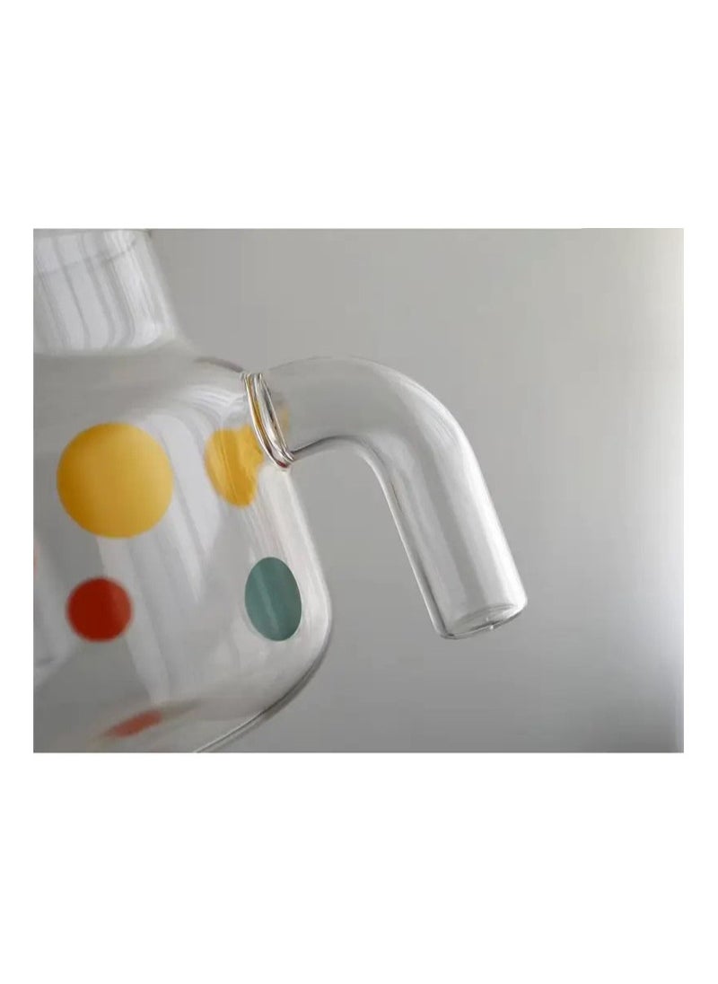 zoba 1000 ml Large Capacity High Temperature Resistant Glass Teapot Household Polka Dot Cup with Lid and Straw for Milk Coffee4826  - Image 2