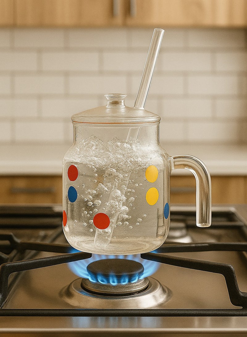 zoba Heat-resistant glass teapot, transparent, dotted - 1000 ml - Image 4