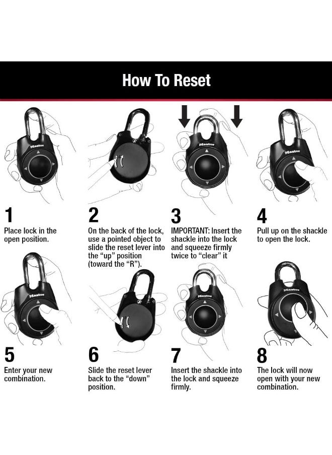 Master Lock Locker Lock 1500Id Set Your Own Directional Combination Padlock 1 Pack Black  - Image 3