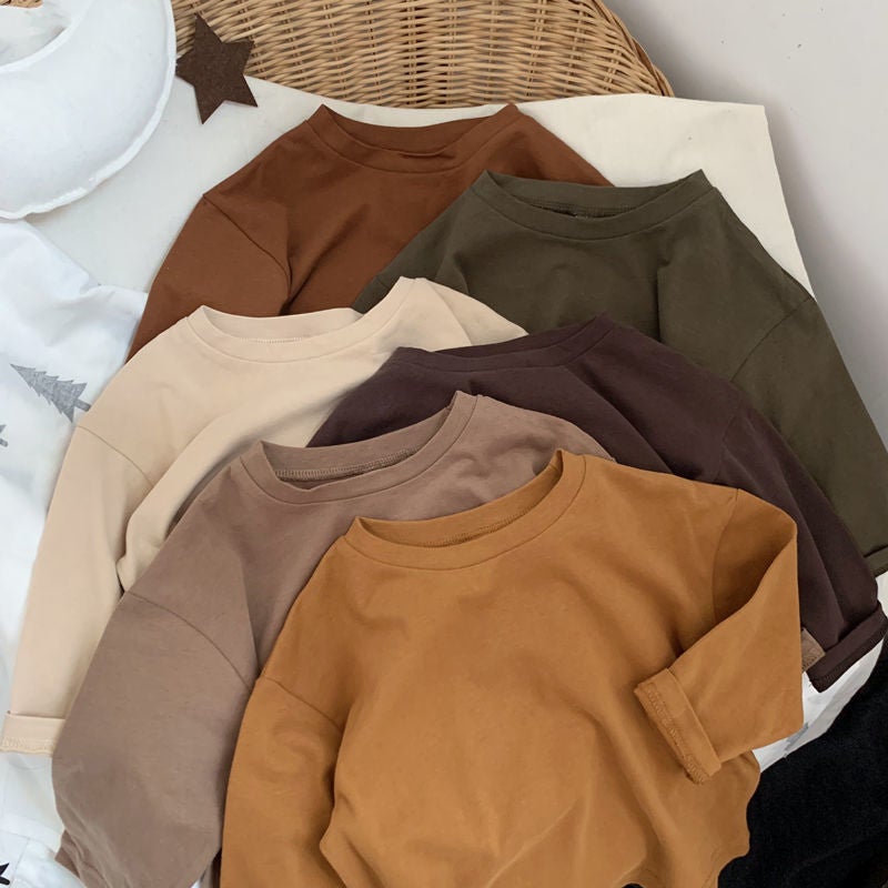 New Khaji Color Korean Style Children's Cotton Long-sleeved T-shirt for Boys and Girls Baby's Skin-friendly Loose Base Shirt Spring and Autumn Top - Image 5
