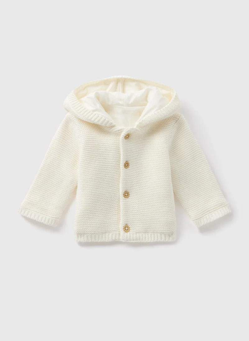 Matalan Baby Cream Jersey Lined Knitted Cardigan