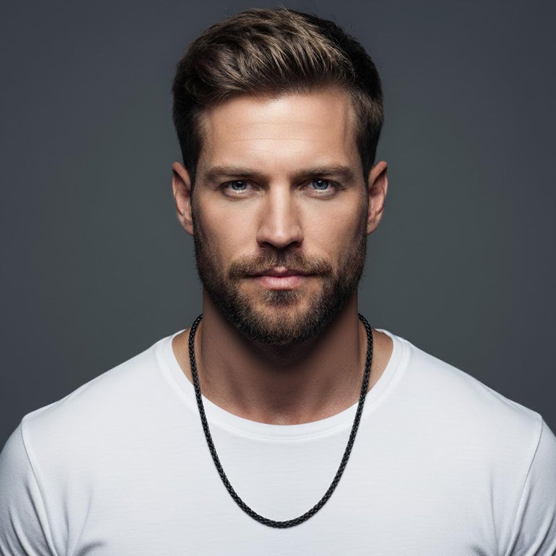 Fiusem Black Wheat Chains for Men and Women, 3mm Stainless Steel Necklace Chains, Mens Necklace 20 Inch - Image 4