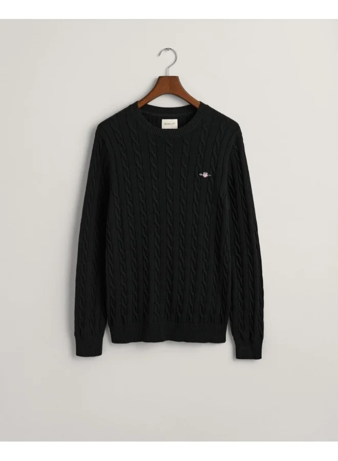 غانت Gant Cotton Cable Knit Crew Neck Sweater