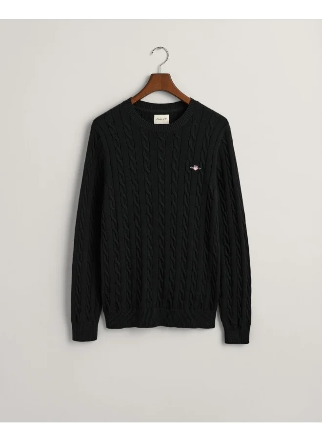 غانت Gant Cotton Cable Knit Crew Neck Sweater