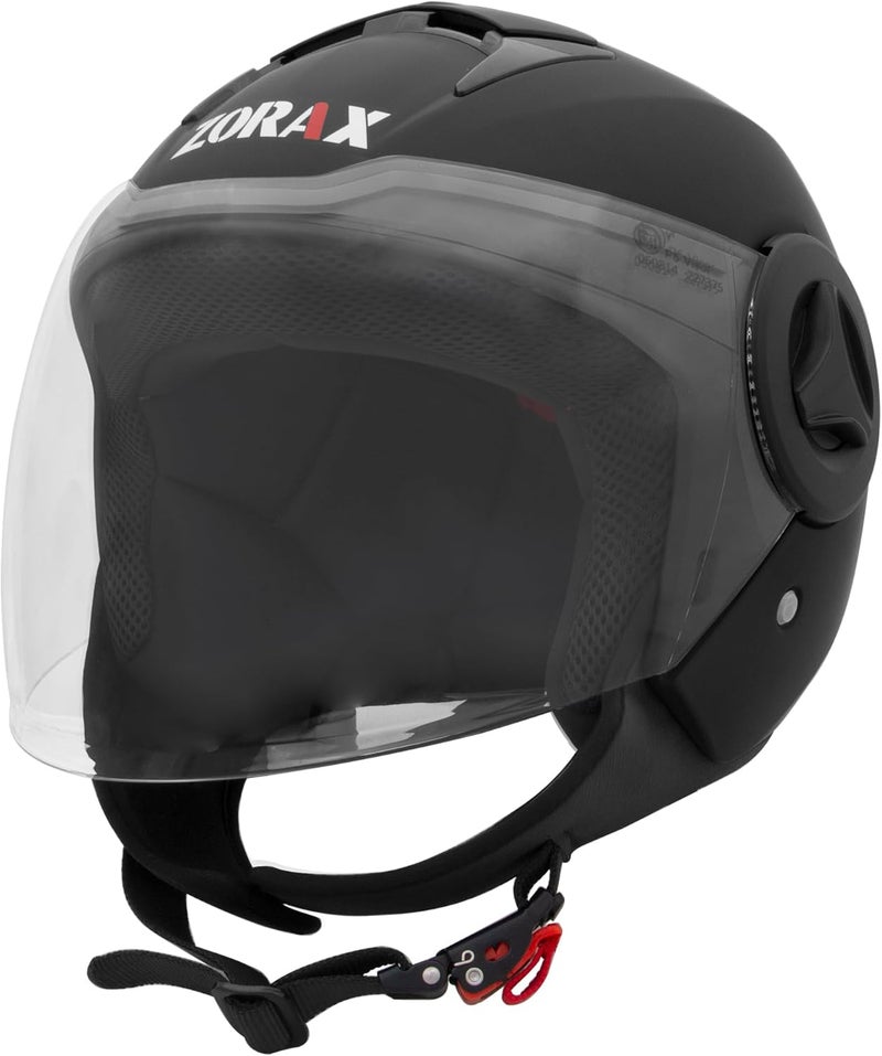Zorax خوذة زوراكس ZOR-603 مفتوحة الوجه باللون الأسود غير اللامع مع واقي واحد - معتمدة من ECE 2206 - Image 3