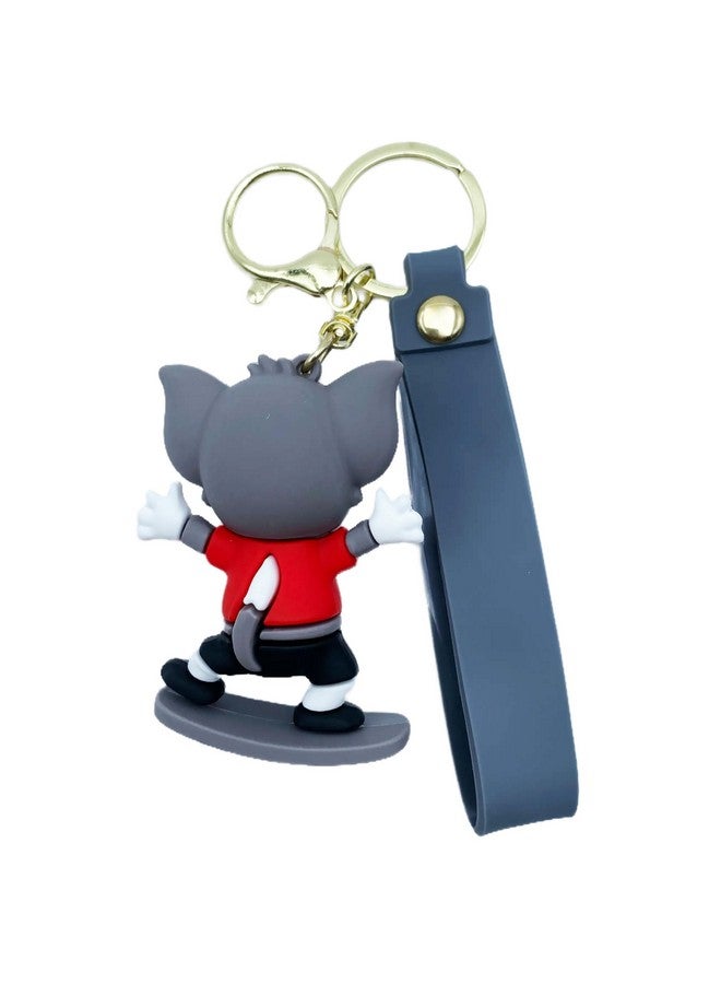 Buko Fashionable Silicone 3D Cute Keychain Backpack Charms Cute Famous Cartoon Characters For Bag Pendant Keychains Car Key Ring (Skating Tom Gray) - Image 3