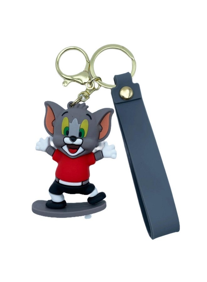 Buko Fashionable Silicone 3D Cute Keychain Backpack Charms Cute Famous Cartoon Characters For Bag Pendant Keychains Car Key Ring (Skating Tom Gray) - Image 2
