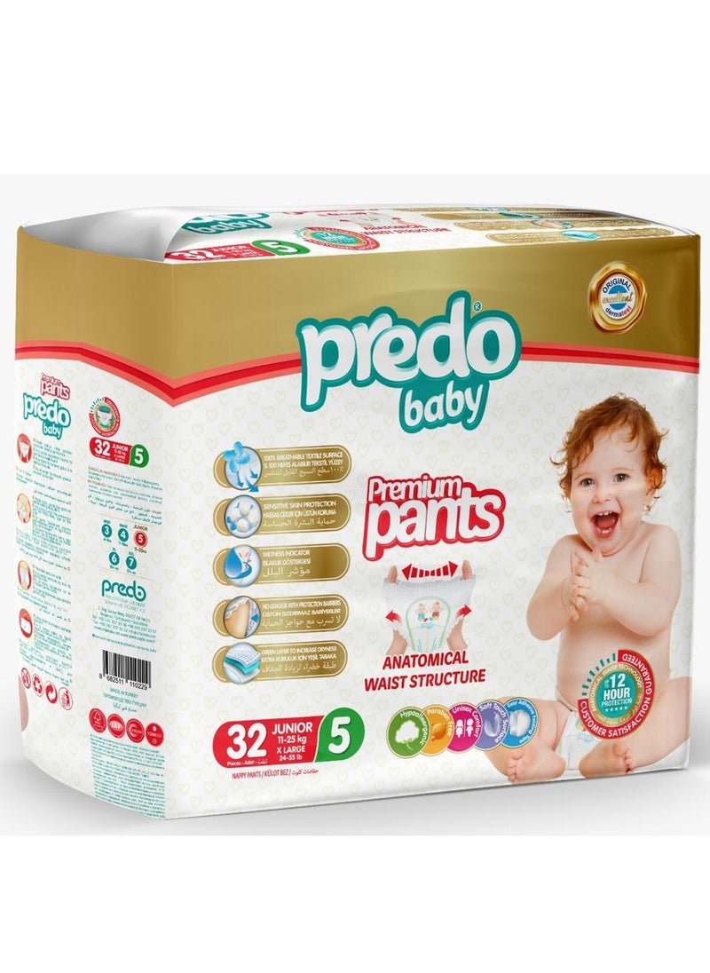 Predo Predo Baby Premium Diaper Pants, XL 11-25kg, Size 5, Pack of 32 - Soft, Absorbent, Leak-Proof Comfort  - Image 1