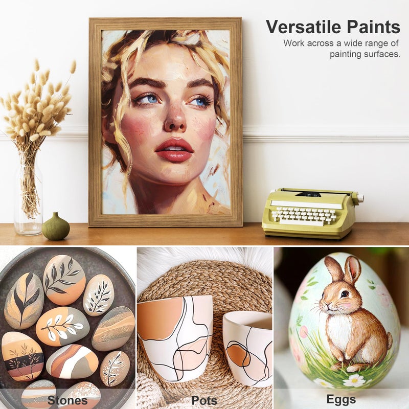 PHOENIX Skin Tone Acrylic Paint - 6 Neutral Colors x 2 Fl Oz / 59ml Flesh Colored Model Paint Set, Plastic Miniature Figures Paints for Adults, Brown Acrylic Paints for Canvas Painting - Image 5