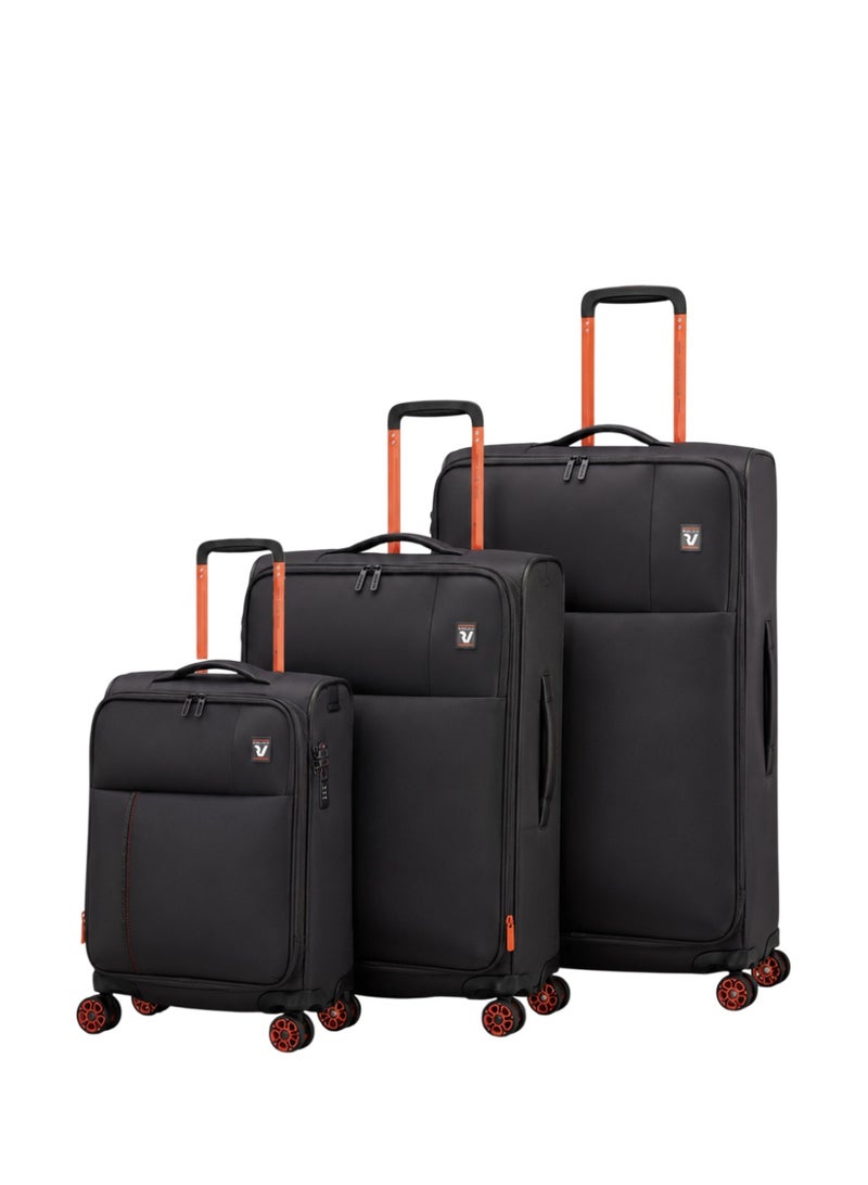 Roncato Fabric Trolley 3 Piece Luggage Set 415350-3P Expandable Soft Suitcase Set with TSA Lock & 4 Double Spinner Wheels - Image 1