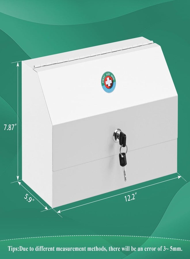 KYODOLED Wall Mount Medicine Lock Box, Drug Cabinet with Key, Large Capacity Secure Steel Prescription, First Aid Kit for Emergencies Home and School use, White, 12.2 * 5.9 * 7.87 inch - Image 2