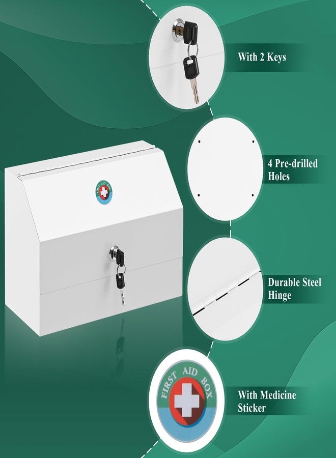 KYODOLED Wall Mount Medicine Lock Box, Drug Cabinet with Key, Large Capacity Secure Steel Prescription, First Aid Kit for Emergencies Home and School use, White, 12.2 * 5.9 * 7.87 inch - Image 5