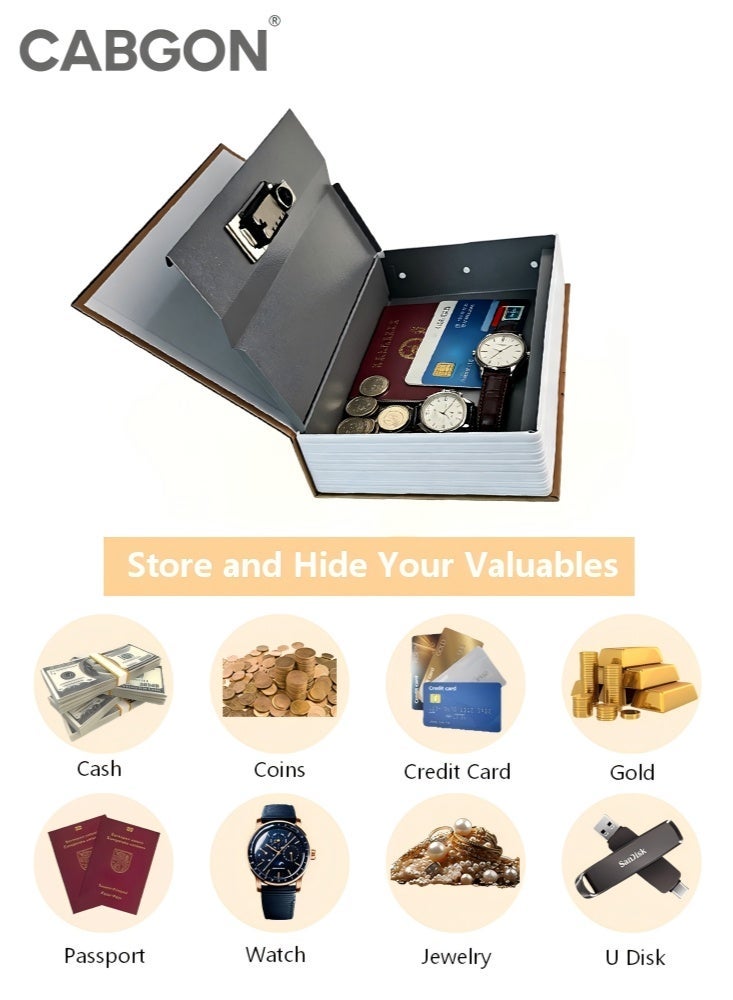 CABGON Diversion Book Safe with Combination Lock, Hidden Book Locker Safe, Metal Book Locker Box for Valuables - Image 3