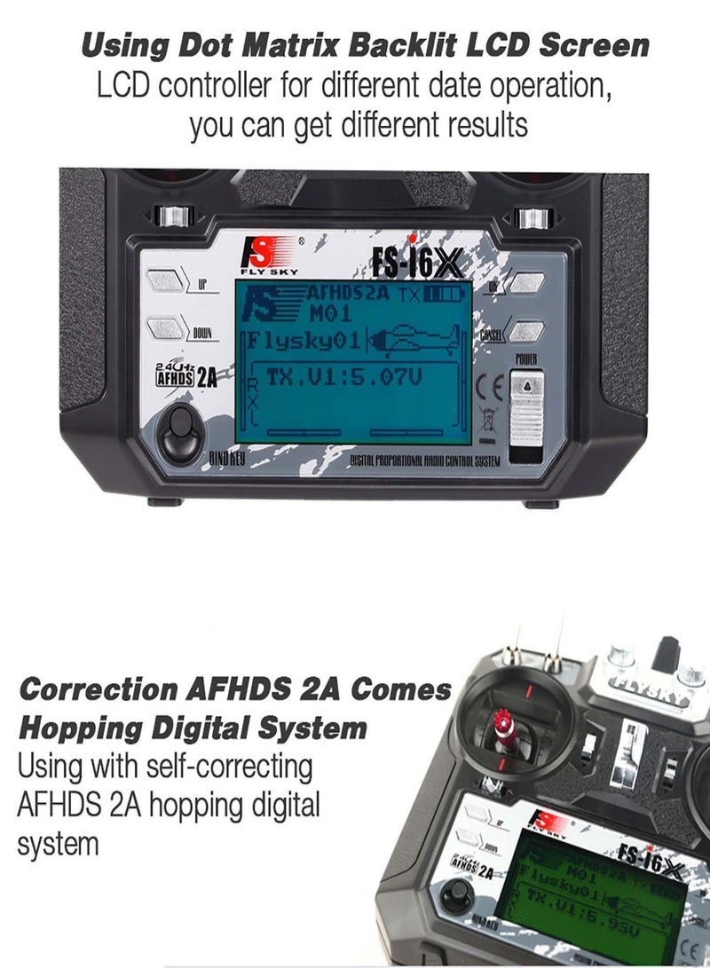 Flysky FS-i6X 2.4GHz 10CH AFHDS 2A RC Transmitter with FS-iA10B Receiver for RC Drone Airplane Helicopter - Image 3