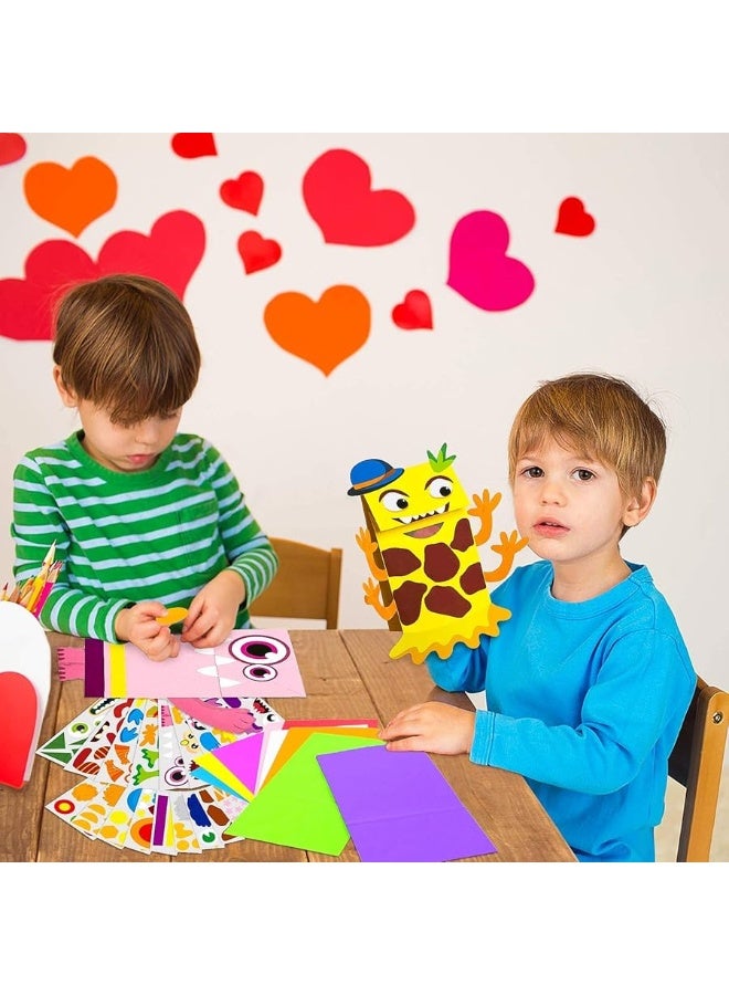 WATINC WATINC 9Pack Monster Hand Puppets Art Craft Paper Sock Puppet Toys DIY Making Your Own Puppet Kits Early Learning Classroom Family Storytelling Games Pretend Party Supplies Valentine's Day Gift  - Image 3