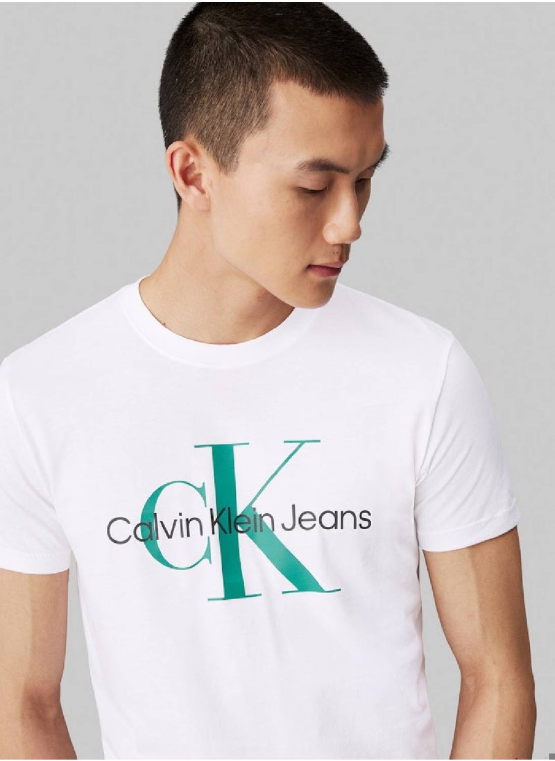 Calvin Klein Jeans Men's Slim Monogram T-Shirt - Cotton jersey, White  - Image 5