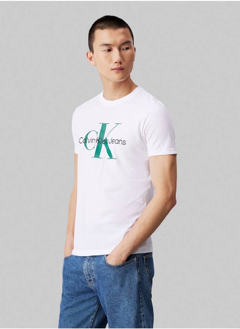 Calvin Klein Jeans Men's Slim Monogram T-Shirt - Cotton jersey, White  - Image 2