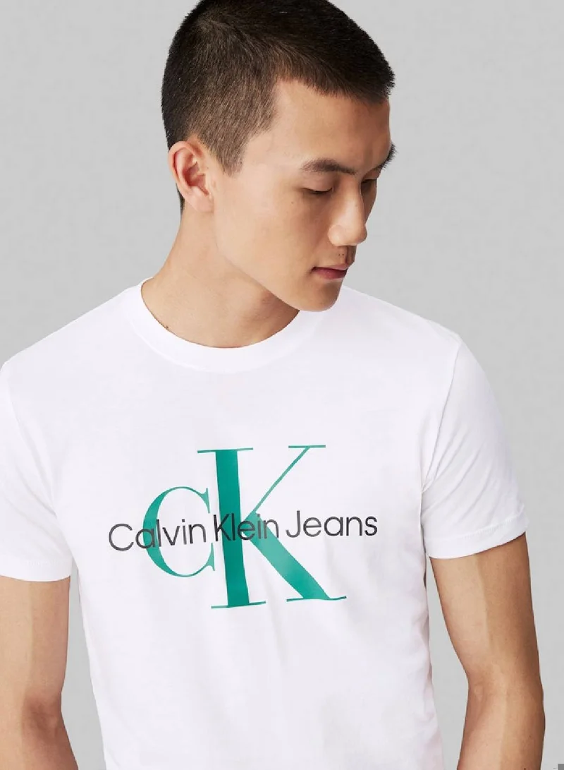 Calvin Klein Jeans Bright White Slim Monogram T-Shirt for Men | Best Price UAE