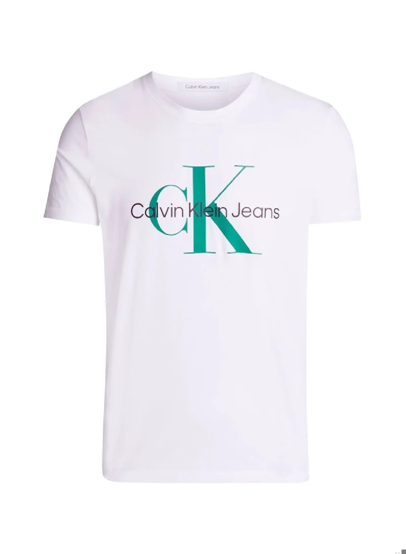 Calvin Klein Jeans Bright White Slim Monogram T-Shirt for Men | Best Price UAE