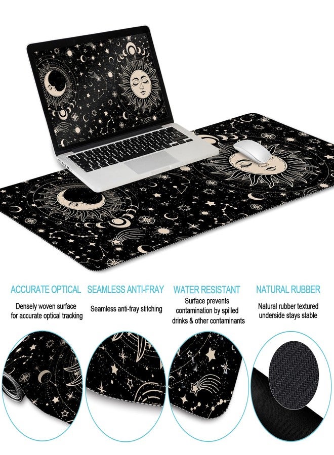 LIMKRIAN Desk Mat Desk Pad, XXL Large Gaming Mouse Pad with Wrist Rest Wrist Support, Ergonomic Mouse Pad, Keyboard Wrist Rest, Coaster, Home Office Desk Accessories Decor Supplies, Boho Sun Moon - Image 4