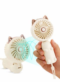 Handheld Mini Fan, 3 Speeds Strong Wind Personal Portable USB Fan with Rechargeable Battery, Cute Foldable Small Electric for Girls/Women/Kids Outdoor Travel, Office/Desktop
