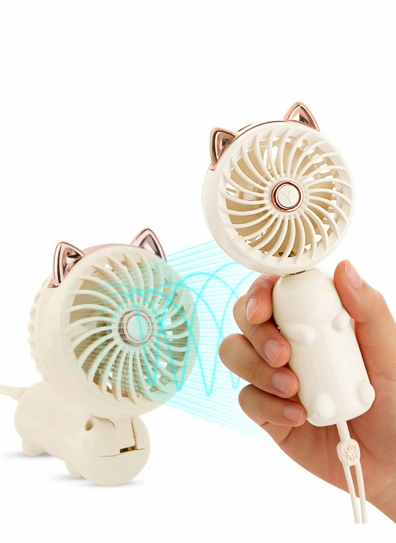 Excefore - Handheld Mini Fan, 3 Speeds Strong Wind Personal Portable USB Fan with Rechargeable Battery, Cute Foldable Small Electric for Girls/Women/Kids Outdoor Travel, Office/Desktop - Image 1