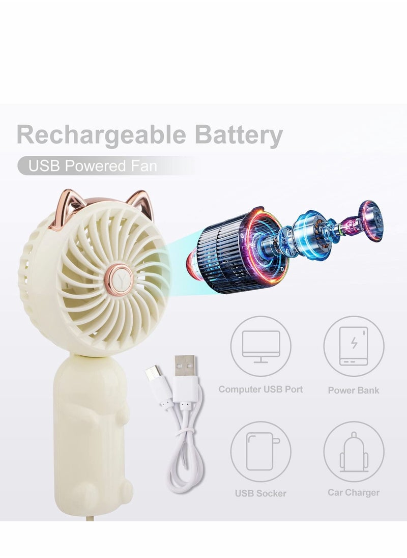 Excefore - Handheld Mini Fan, 3 Speeds Strong Wind Personal Portable USB Fan with Rechargeable Battery, Cute Foldable Small Electric for Girls/Women/Kids Outdoor Travel, Office/Desktop - Image 1