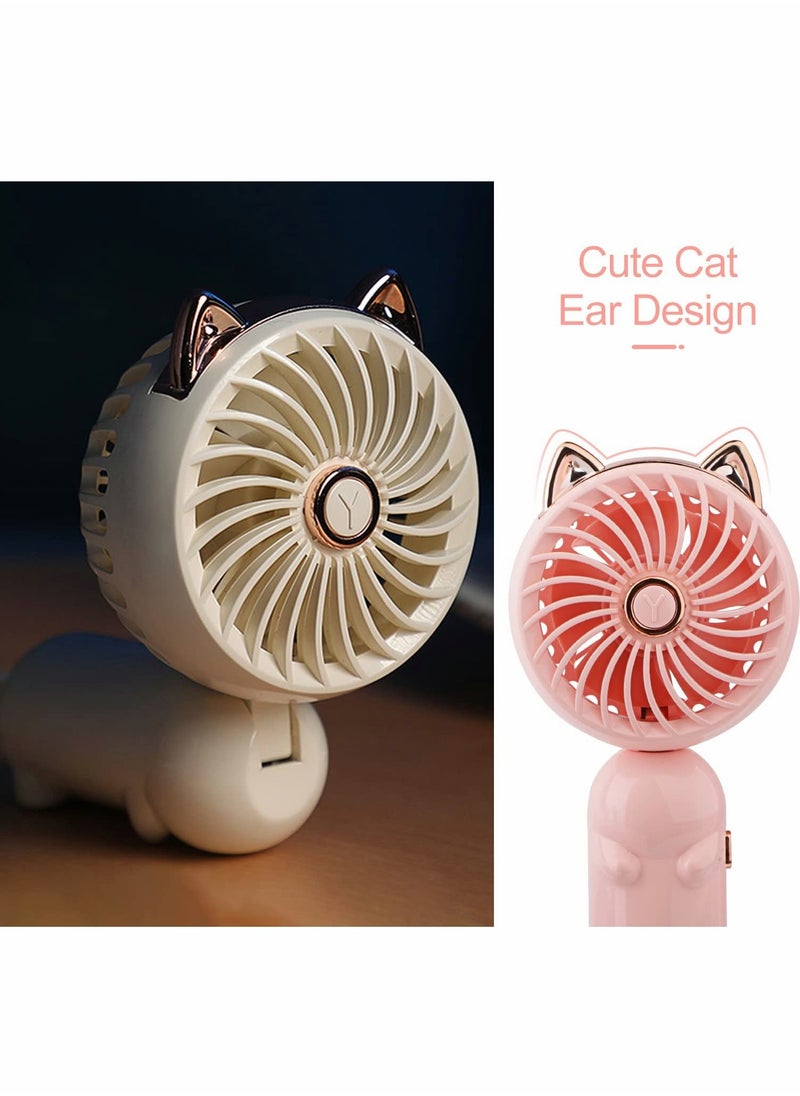 Excefore - Handheld Mini Fan, 3 Speeds Strong Wind Personal Portable USB Fan with Rechargeable Battery, Cute Foldable Small Electric for Girls/Women/Kids Outdoor Travel, Office/Desktop - Image 1