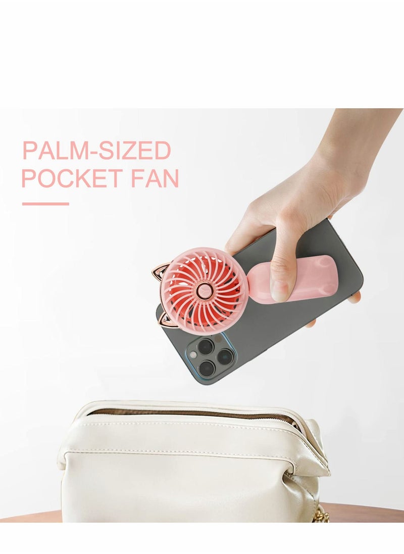 Excefore - Handheld Mini Fan, 3 Speeds Strong Wind Personal Portable USB Fan with Rechargeable Battery, Cute Foldable Small Electric for Girls/Women/Kids Outdoor Travel, Office/Desktop - Image 1