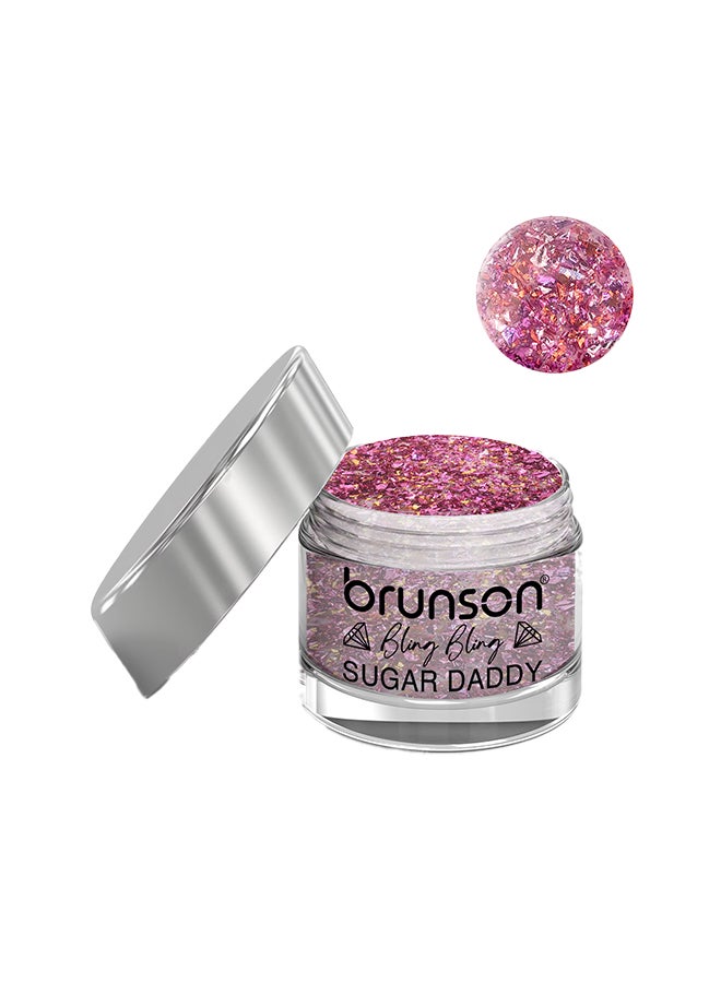 brunson Acrylic Colour Powder For Nail Art Acrylic Nail Powder DIP And Buff System, Sugar Daddy Glittered 30ml BLE07