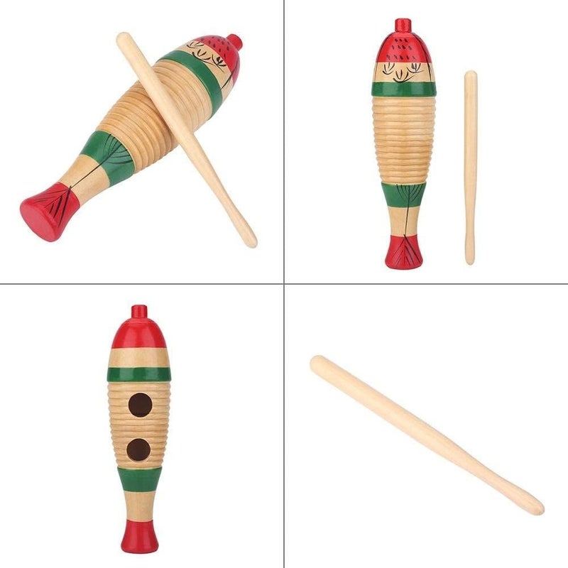 MegArya Wooden Guiro Colorful Fish Style Percussion Instrument Toy - Image 4