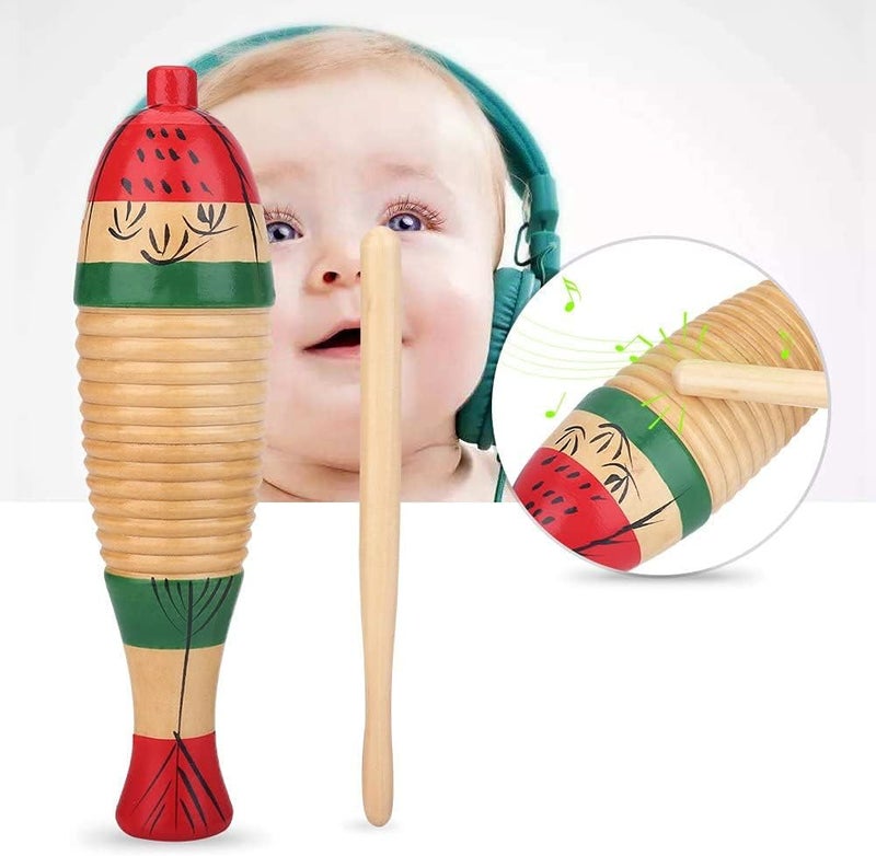 MegArya Wooden Guiro Colorful Fish Style Percussion Instrument Toy - Image 5
