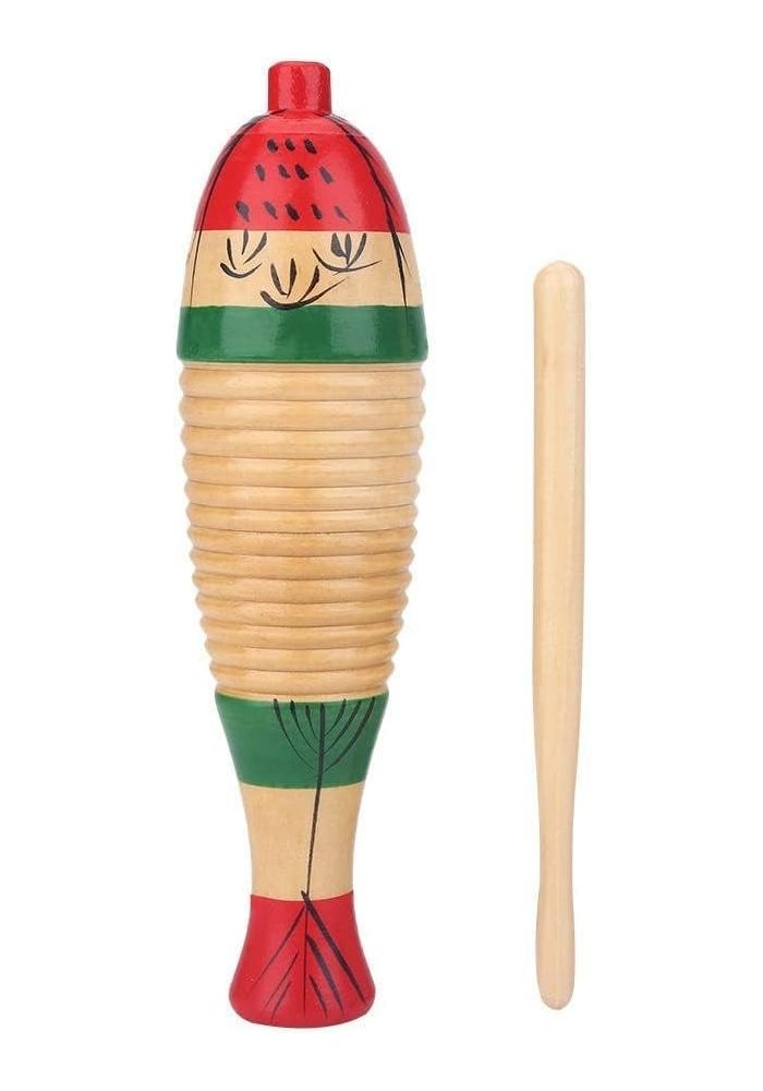 MegArya Wooden Guiro Colorful Fish Style Percussion Instrument Toy - Image 1