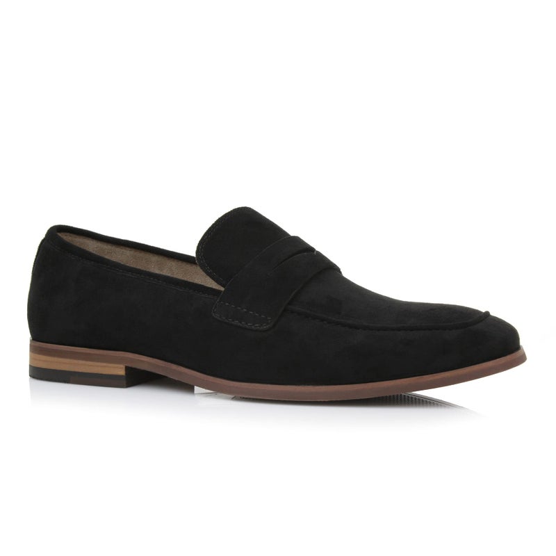 Ferro Aldo Dylan MFA19671 Classic MocToe Penny Loafers for Men Black Suede 12