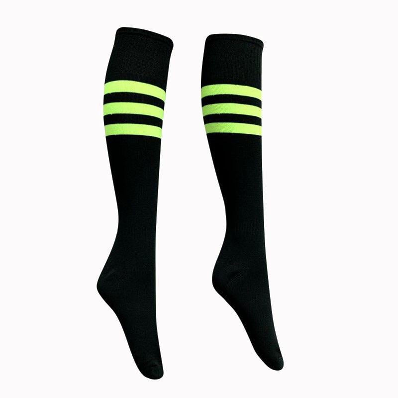 Generic High bouncing ball football socks cross-border long barrel striped durable sports socks dance cheerleading fitness yoga socks Black Fluorescent Green Edge 