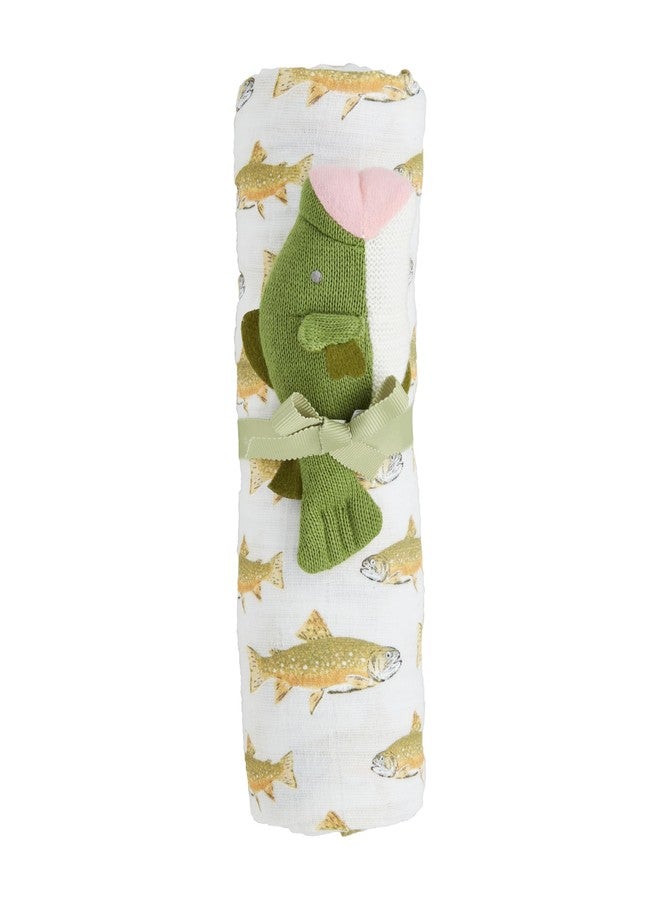 Mud Pie Children's Fish Swaddle and Rattle