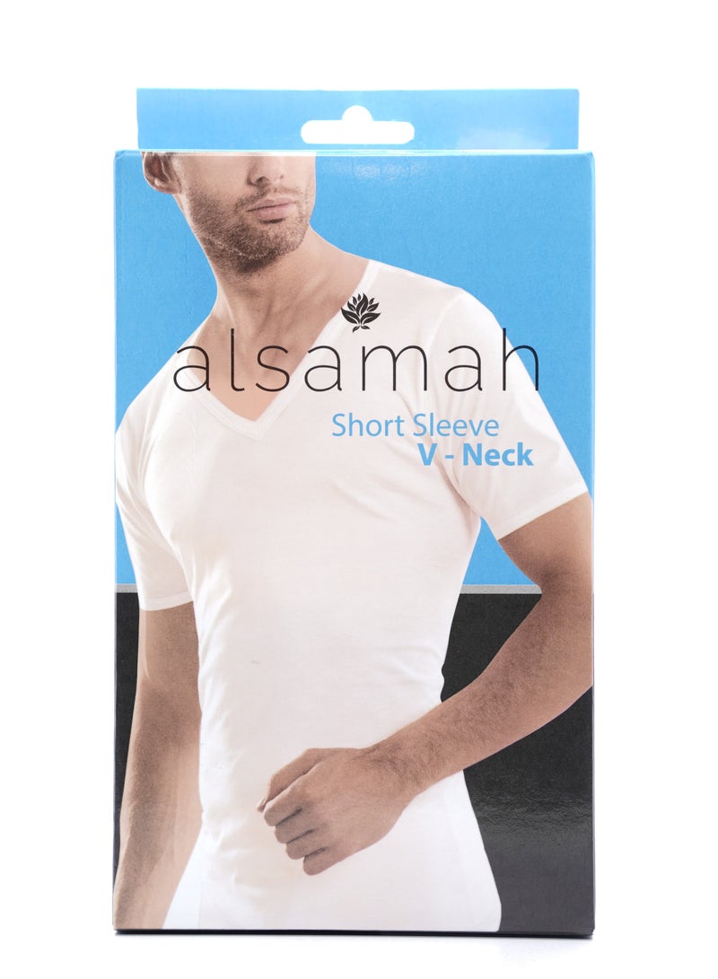Alsamah undershirt 100% Cotton V Neck Short Sleeve  - Image 1