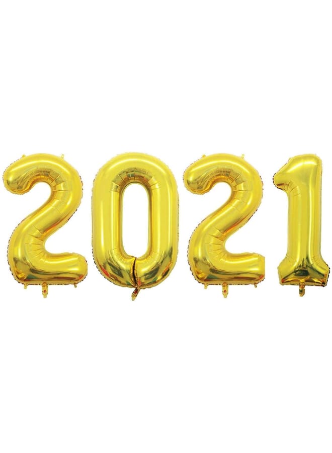 Party Time 2021 Foil Balloons Gold For New Years Decorations Large 40 Inch | New Years Eve Party Supplies 2021 Gold | Happy New Year Decorations 2021 | Gold Nye Decorations 2021 4 Pcs