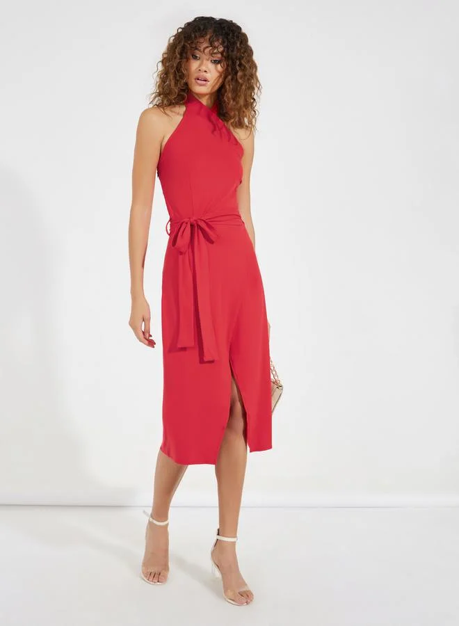 Styli Red Halter Midi Dress