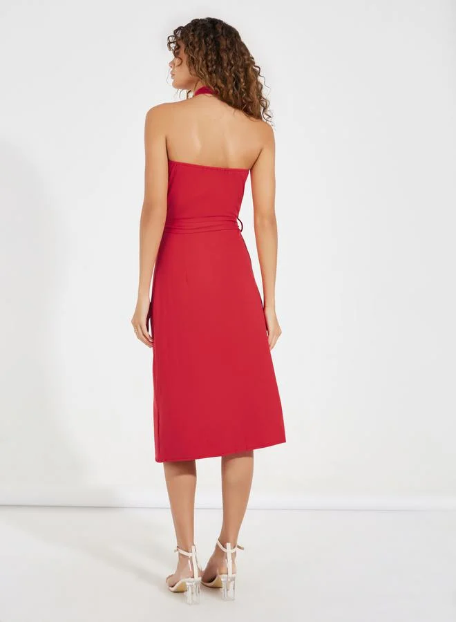 Styli Red Halter Midi Dress