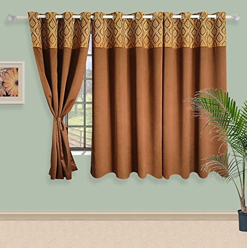 Swayam Brown 1 Pc Window Curtain 5 Ft for Home Decor, Comes with 8 Eyelet Rings - Image 3