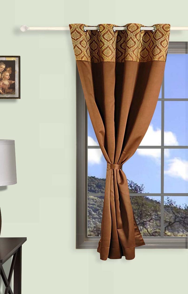 Swayam Brown 1 Pc Window Curtain 5 Ft for Home Decor, Comes with 8 Eyelet Rings - Image 1